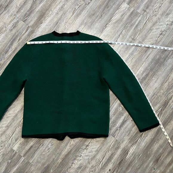 Eibl Strickwaren Wool Jacket Green Black Trim Made in Germany M - Picture 5 of 9